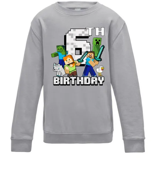 Детский Свитшот 6 років Майнкрафт Серый меланж фото