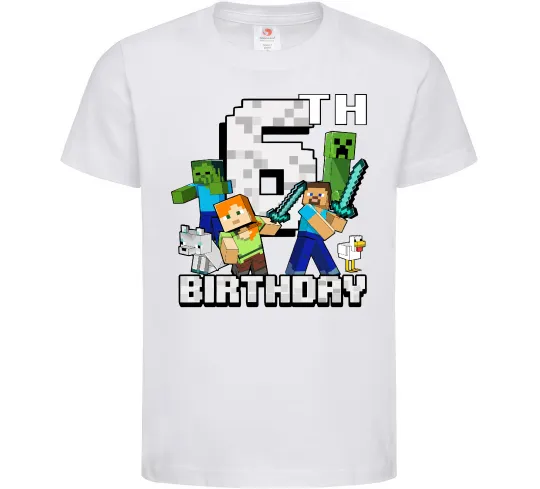 Детская футболка 6 років Майнкрафт Белый фото