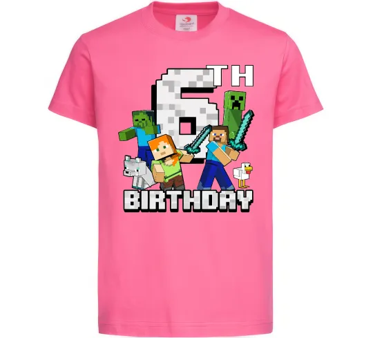 Детская футболка 6 років Майнкрафт Ярко-розовый фото