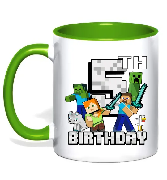 Чашка з кольоровою ручкою 5 років Майнкрафт Лаймовий фото