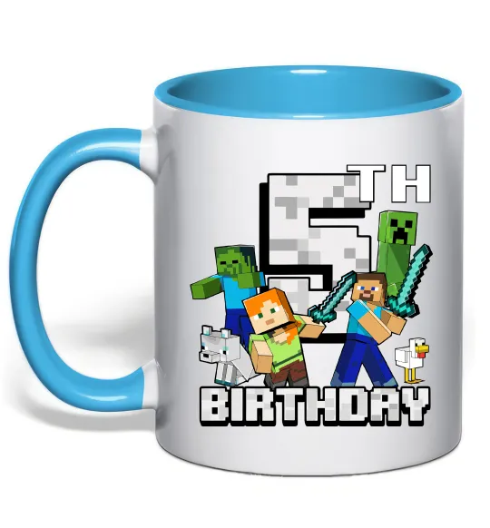Чашка з кольоровою ручкою 5 років Майнкрафт Блакитний фото