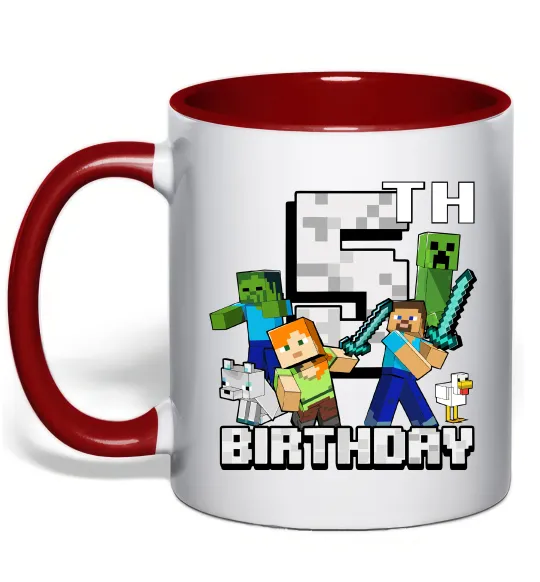 Чашка з кольоровою ручкою 5 років Майнкрафт Червоний фото