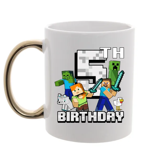 Чашка з кольоровою ручкою 5 років Майнкрафт Золото фото