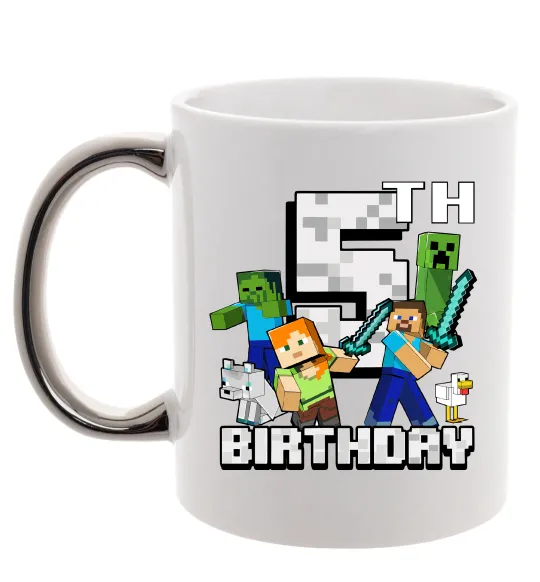 Чашка з кольоровою ручкою 5 років Майнкрафт Срібло фото