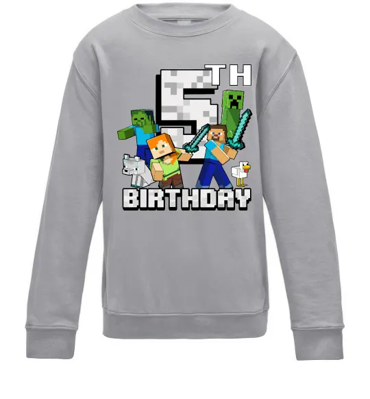 Детский Свитшот 5 років Майнкрафт Серый меланж фото