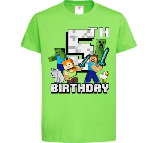 Дитяча футболка 5 років Майнкрафт Лаймовий фото