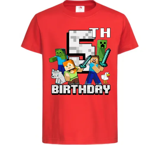 Дитяча футболка 5 років Майнкрафт Червоний фото