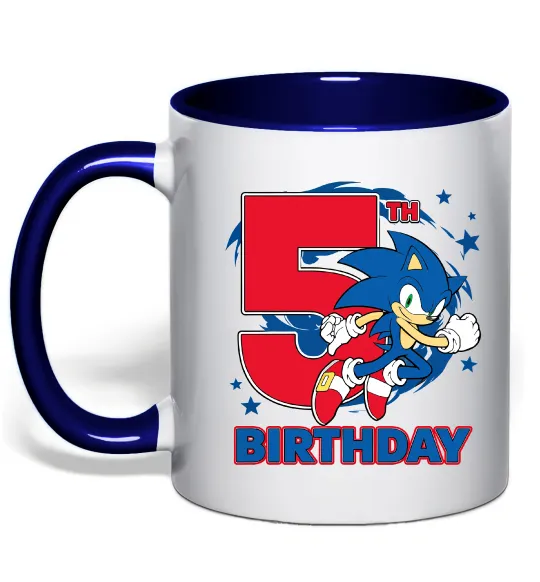Чашка с цветной ручкой Sonic Birthday 5 Глубокий темно-синий фото