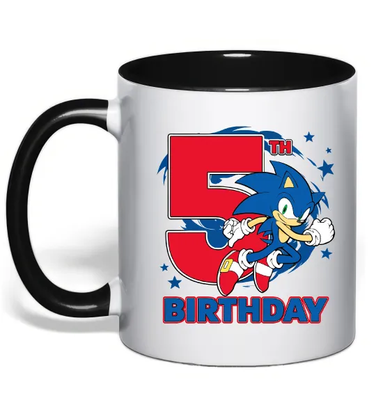 Чашка с цветной ручкой Sonic Birthday 5 Черный фото