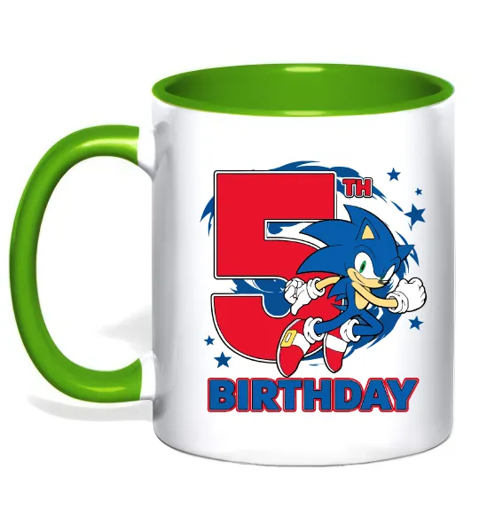 Чашка с цветной ручкой Sonic Birthday 5 Лаймовый фото