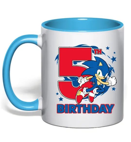 Чашка с цветной ручкой Sonic Birthday 5 Голубой фото