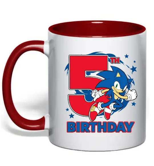 Чашка с цветной ручкой Sonic Birthday 5 Красный фото