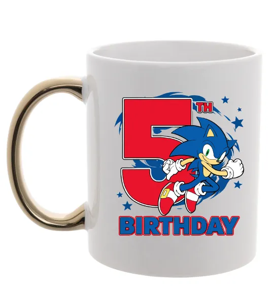 Чашка с цветной ручкой Sonic Birthday 5 Золото фото