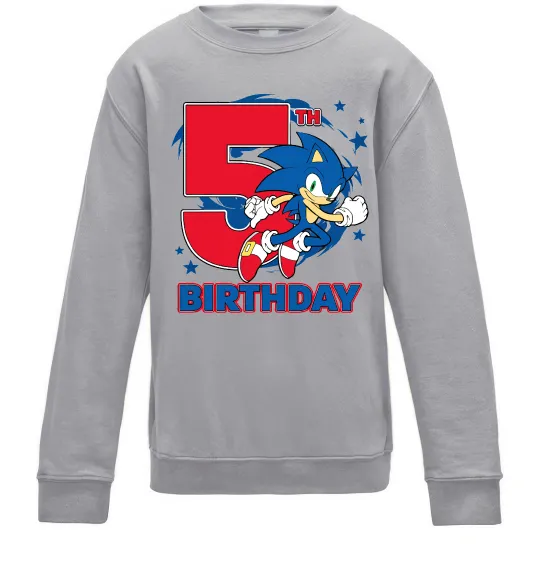 Детский Свитшот Sonic Birthday 5 Серый меланж фото