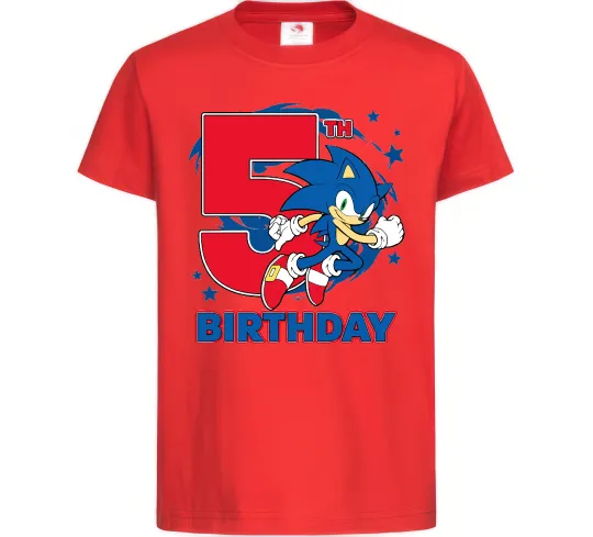 Детская футболка Sonic Birthday 5 Красный фото