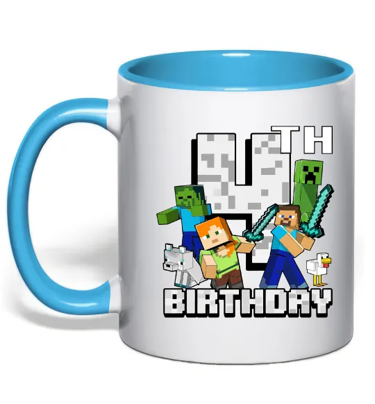 Чашка с цветной ручкой 4 роки Майнкрафт Голубой фото