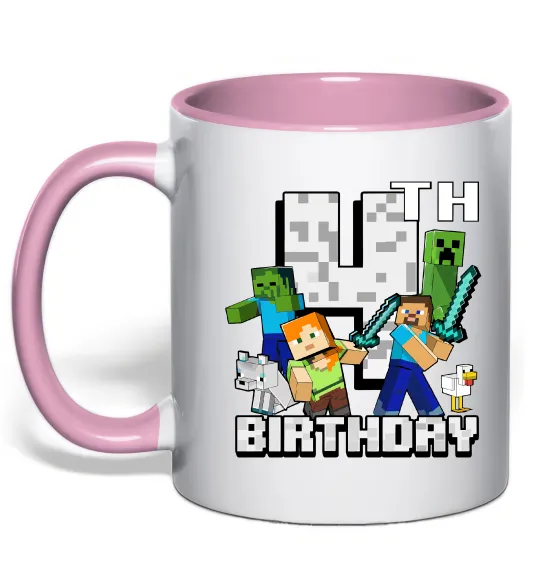 Чашка с цветной ручкой 4 роки Майнкрафт Нежно розовый фото