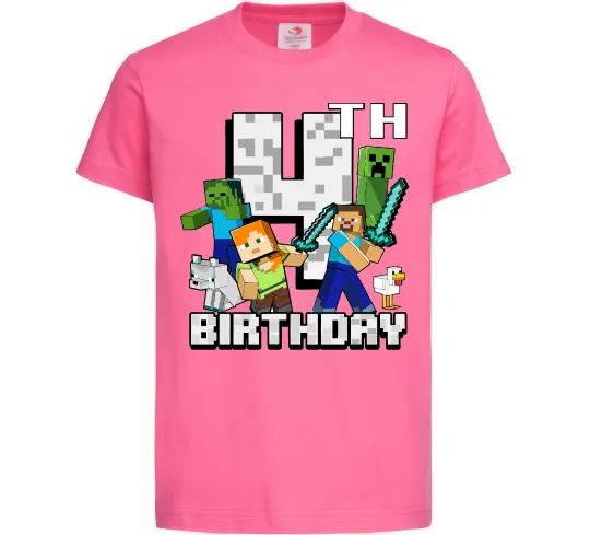 Детская футболка 4 роки Майнкрафт Ярко-розовый фото