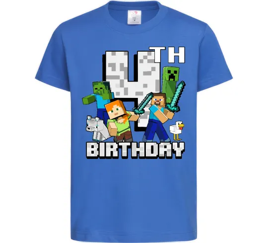 Детская футболка 4 роки Майнкрафт Ярко-синий фото