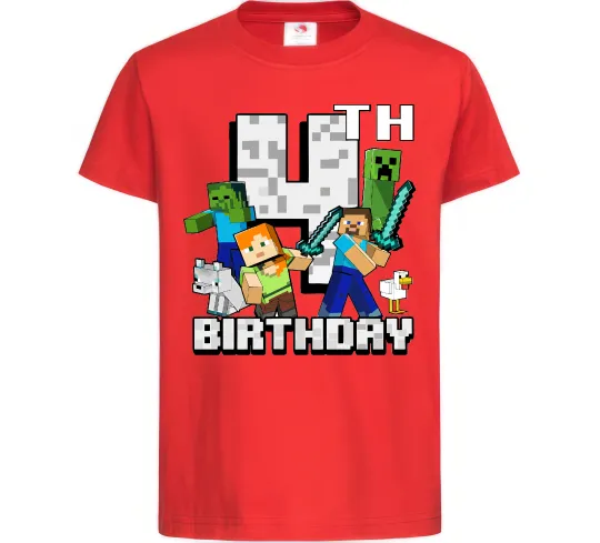 Детская футболка 4 роки Майнкрафт Красный фото