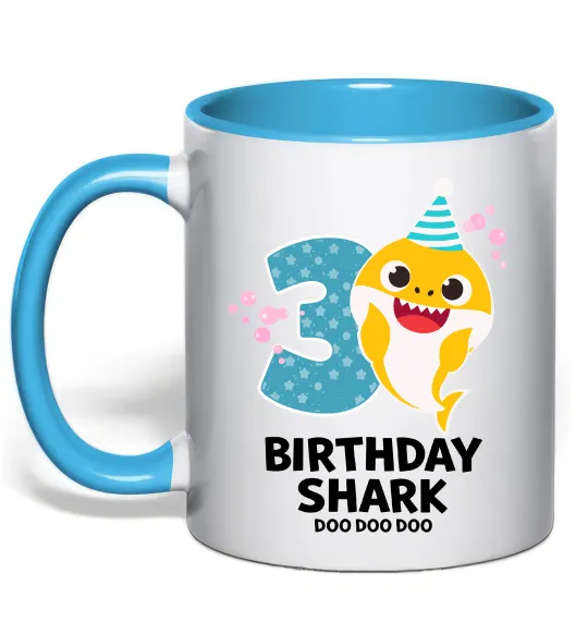 Чашка з кольоровою ручкою Baby Shark 3 роки Блакитний фото