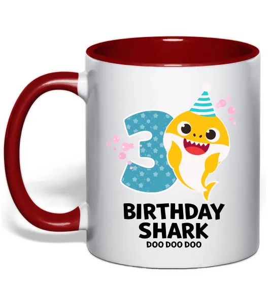 Чашка з кольоровою ручкою Baby Shark 3 роки Червоний фото