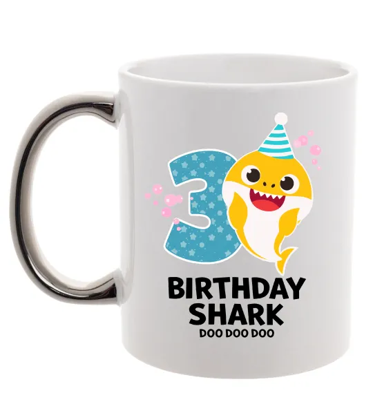 Чашка з кольоровою ручкою Baby Shark 3 роки Срібло фото