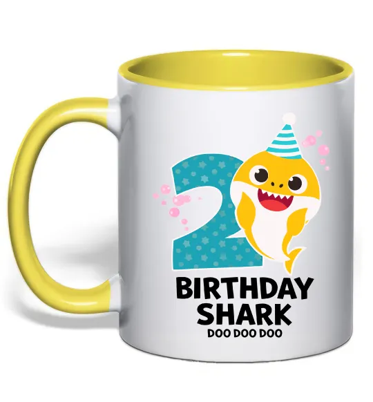 Чашка с цветной ручкой Baby Shark 2 роки Лимонный фото