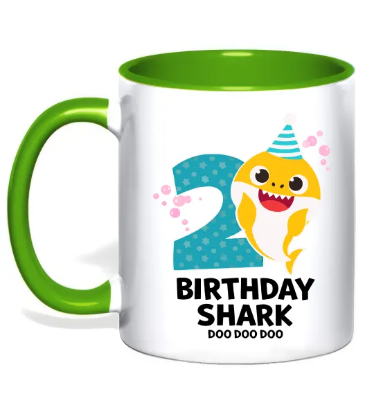 Чашка с цветной ручкой Baby Shark 2 роки Лаймовый фото