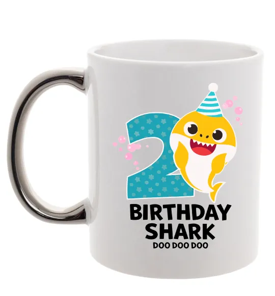 Чашка с цветной ручкой Baby Shark 2 роки Серебро фото