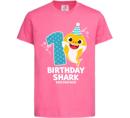 Дитяча футболка Baby Shark 1 рік Яскраво-рожевий фото