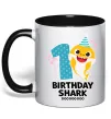 Чашка з кольоровою ручкою Baby Shark 1 рік Чорний фото