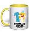 Чашка з кольоровою ручкою Baby Shark 1 рік Лимонний фото