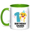 Чашка з кольоровою ручкою Baby Shark 1 рік Лаймовий фото