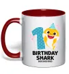 Чашка з кольоровою ручкою Baby Shark 1 рік Червоний фото