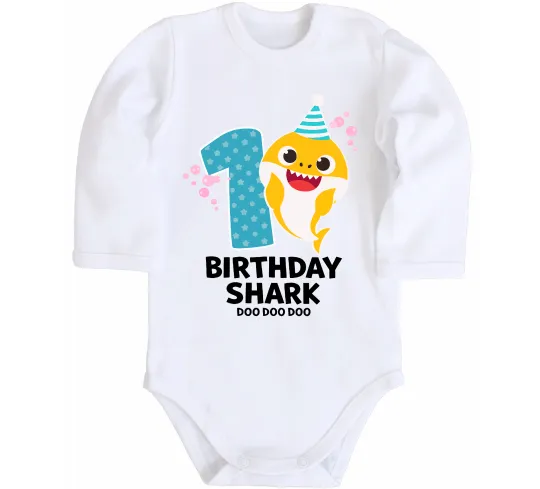 Дитячий бодік Baby Shark 1 рік Білий фото