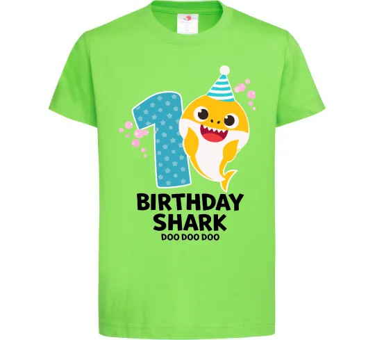 Дитяча футболка Baby Shark 1 рік Лаймовий фото