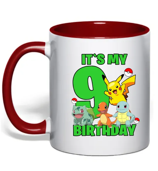 Чашка с цветной ручкой Pokemon birthday 9 Красный фото