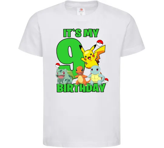 Детская футболка Pokemon birthday 9 Белый фото