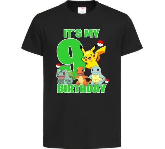 Детская футболка Pokemon birthday 9 Черный фото