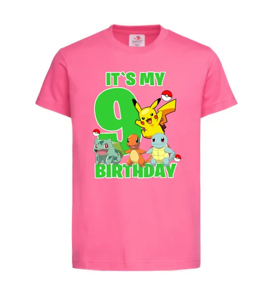 Детская футболка Pokemon birthday 9 Ярко-розовый фото