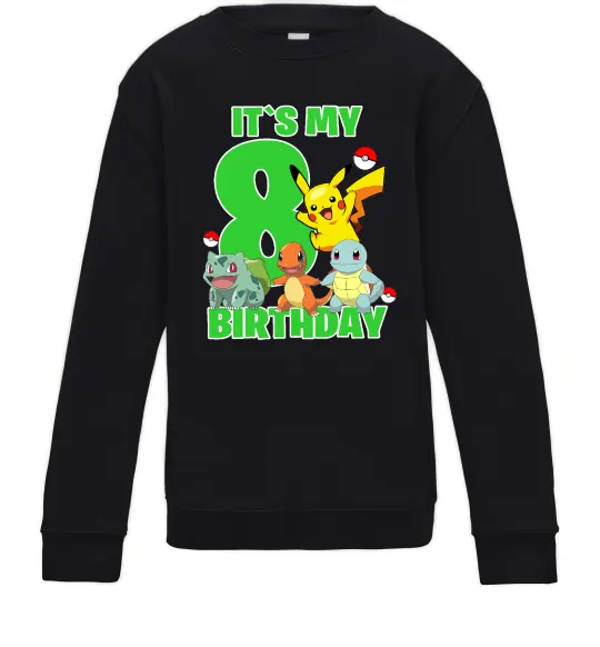 Детский Свитшот Pokemon birthday 8 Черный фото