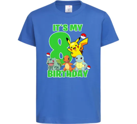 Детская футболка Pokemon birthday 8 Ярко-синий фото