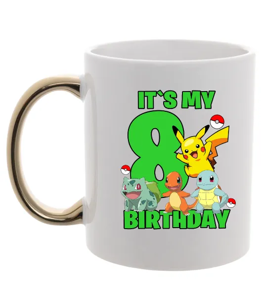 Чашка с цветной ручкой Pokemon birthday 8 Золото фото