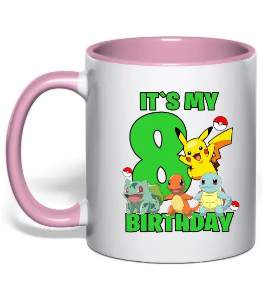Чашка с цветной ручкой Pokemon birthday 8 Нежно розовый фото