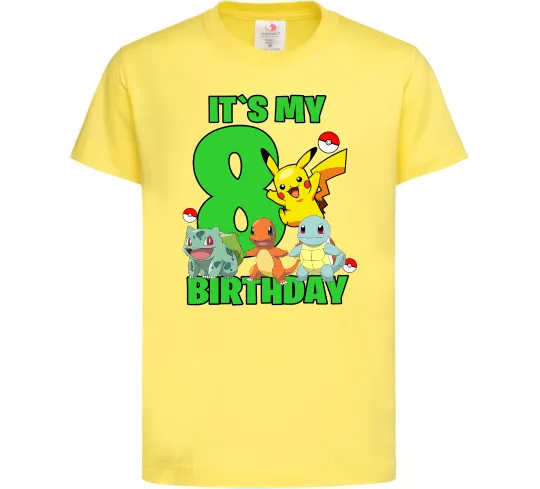Детская футболка Pokemon birthday 8 Лимонный фото