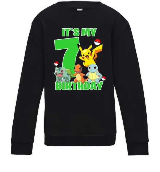 Детский Свитшот Pokemon birthday 7 Черный фото