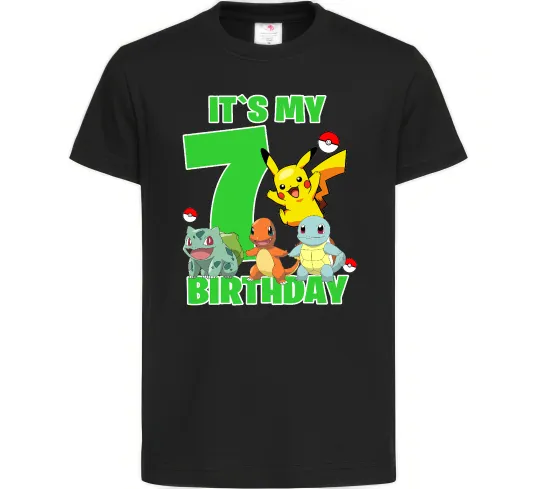Детская футболка Pokemon birthday 7 Черный фото