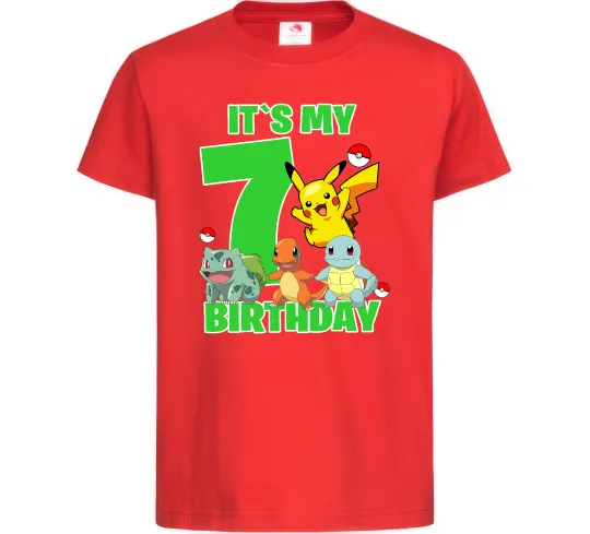 Детская футболка Pokemon birthday 7 Красный фото