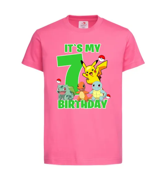 Детская футболка Pokemon birthday 7 Ярко-розовый фото